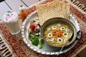 Kashk-o Bademjan with Lavash Bread and Doogh
