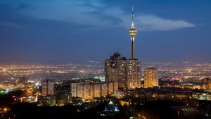 Milad Tower and Tehran Skyline at Night